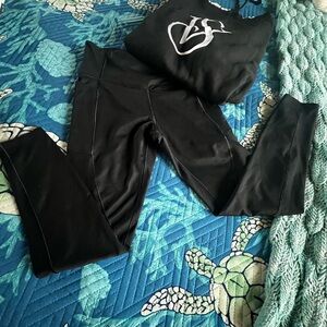Black Leggings with Full Length and Smooth Surface